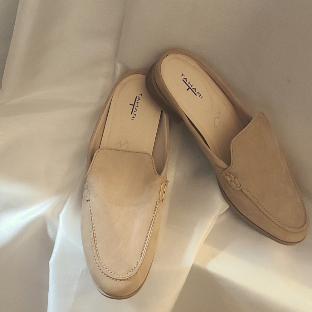 Tahari suede slip-ons